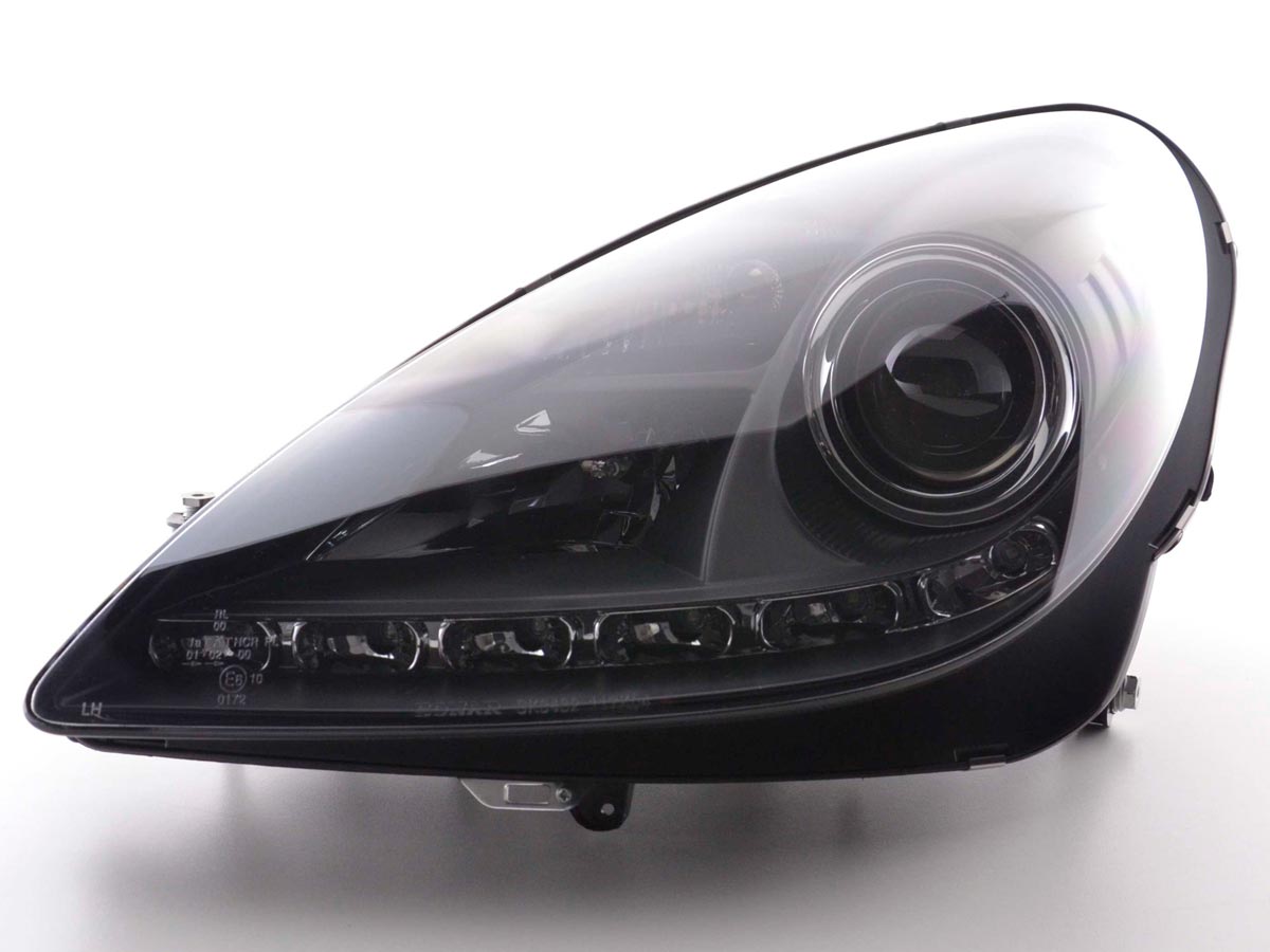 Scheinwerfer Set Daylight LED TFL-Optik Mercedes SLK 171 04-11 schwarz Scheinwerfer Set Daylight LED TFL-Optik Mercedes SLK 171 04-11 schwarz